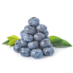 pile of large blueberry is isolated on white background, close up, concept of healthy eating and nutrition