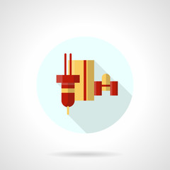 Robotic laser machine flat round vector icon