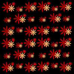 Color flowers isolated on black background.