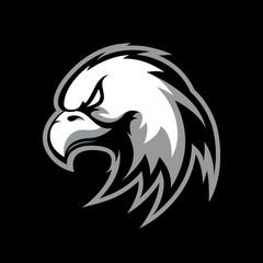 Furious eagle sport vector logo concept isolated on black background.