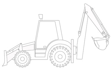 Fototapeta na wymiar Construction machinery. Tractor. Coloring pages for children