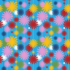 Abstract festive seamless pattern with decorative flowers