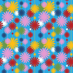 Abstract festive seamless pattern with decorative flowers