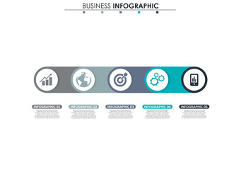Business data visualization. Process chart. Abstract elements of graph, diagram with 5 steps, options, parts or processes. Vector business template for presentation. Concept for infographic.Vector