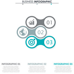 Business data visualization. Process chart. Abstract elements of graph, diagram with 3 steps, options, parts or processes. Vector business template for presentation. Concept for infographic.Vector