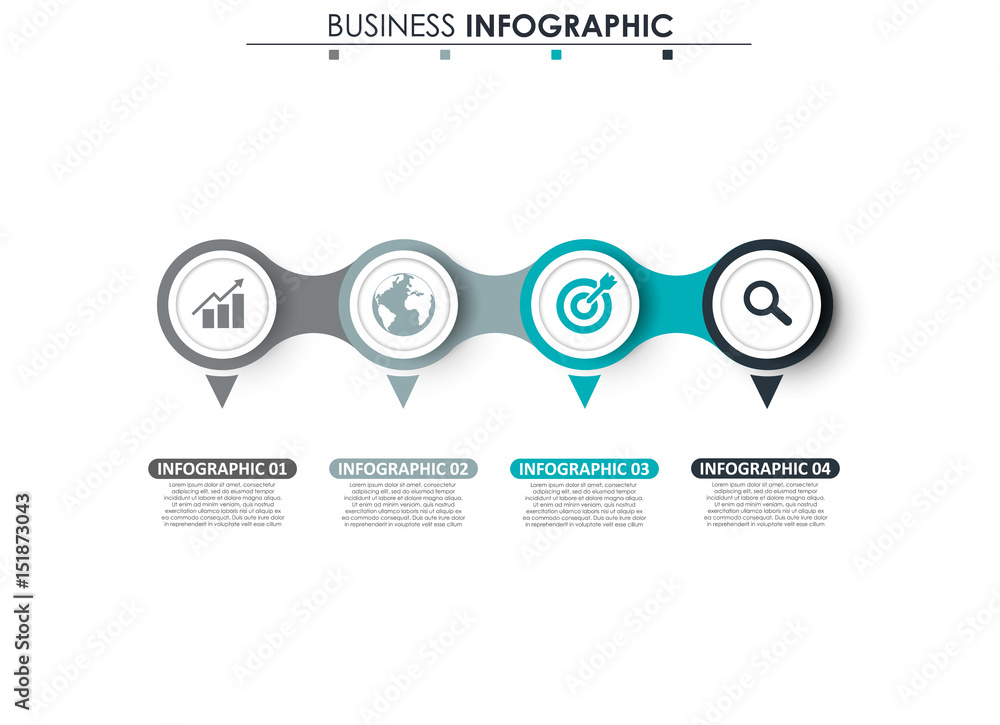 Poster business data visualization. process chart. abstract elements of graph, diagram with 4 steps, option