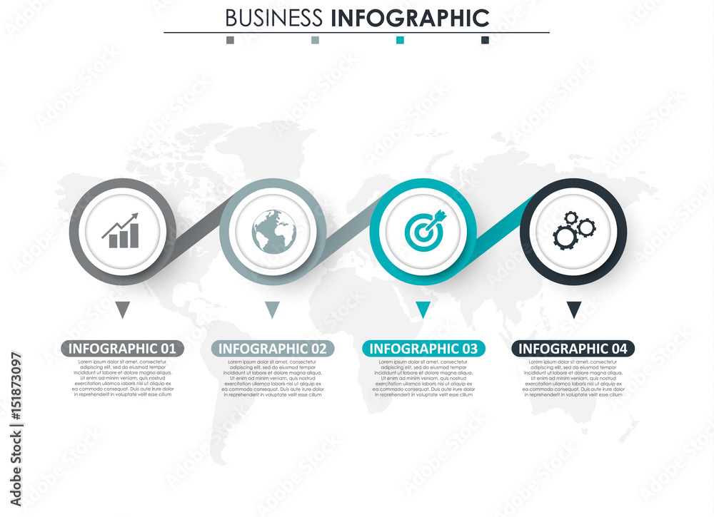Poster business data visualization. process chart. abstract elements of graph, diagram with 4 steps, option