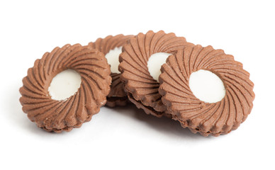 Chocolate cookies with cream filling