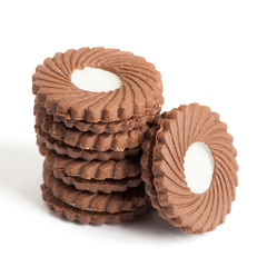 Chocolate cookies with cream filling