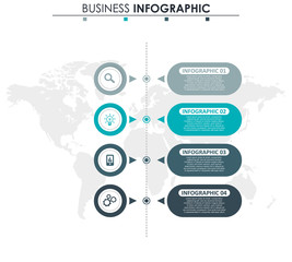 Business data visualization. Process chart. Abstract elements of graph, diagram with 4 steps, options, parts or processes. Vector business template for presentation. Concept for infographic.Vector