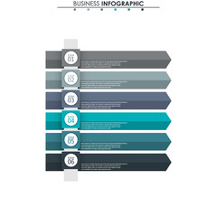 Business data visualization. Process chart. Abstract elements of graph, diagram with 6 steps, options, parts or processes. Vector business template for presentation. Concept for infographic.Vector