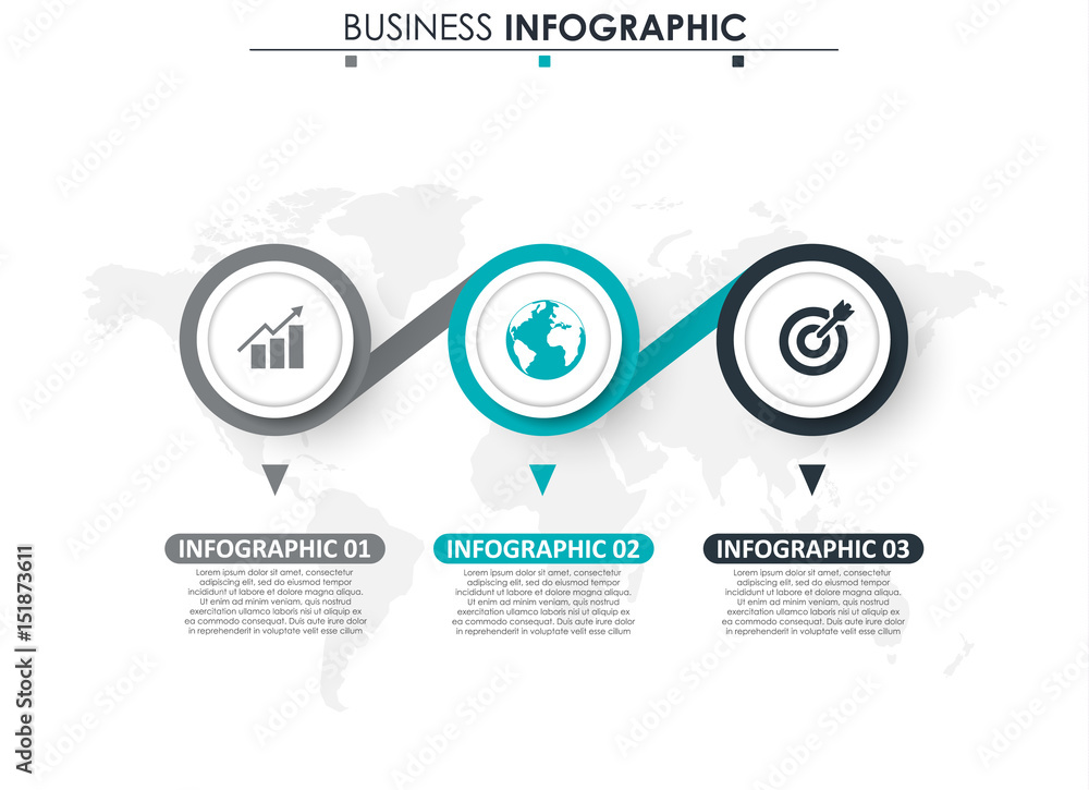 Poster business data visualization. process chart. abstract elements of graph, diagram with 3 steps, option