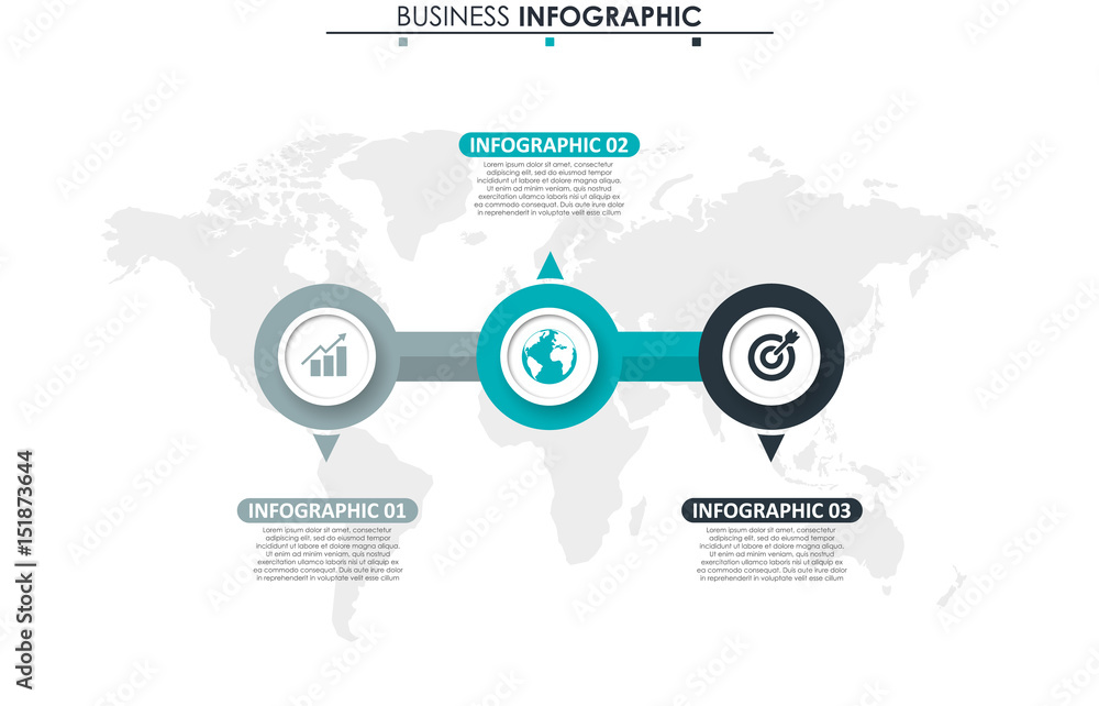 Poster business data visualization. process chart. abstract elements of graph, diagram with 3 steps, option