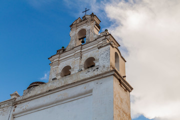 Fototapeta premium Bell tower of La Merced church in Sucre, capital of Bolivia.