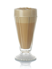 Glass of frappe coffee isolated on white