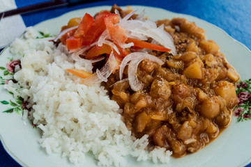 Cheap meal on a market in Tupiza, Bolivia