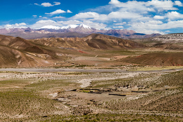 Small village in the middle of vast altiplano, Bolivia