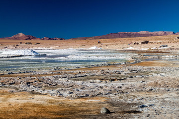 Borax is being mined from Salar de Chalviri salt flat in Bolivia