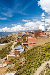 Fototapeta premium Small church on a hill in La Paz, Bolivia