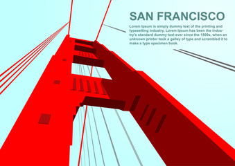 Bottom view of golden gate bridge in San Francisco