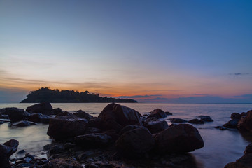 Tropical sea beach at Koh Chang island during sunset,Thailand.