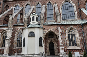 Fototapeta na wymiar Baroque chapel and portal of a Gothic church in Wroclaw.