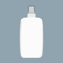 White Bottle of cream with lid and spray. Skin care and protection. Vector illustration