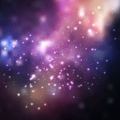 Space vector background with stars. Universe illustration. Colored cosmos backdrop with stars claster.
