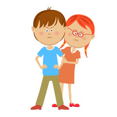 Teenager boy defending his girlfriend from someone