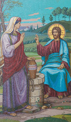 Mosaic of Jesus and the Samaritan woman at the well