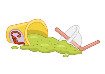 Spilled fast food beverage isolated over white background