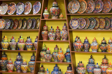 Fototapeta na wymiar Traditional Turkish decorative ceramics for interior decoration 