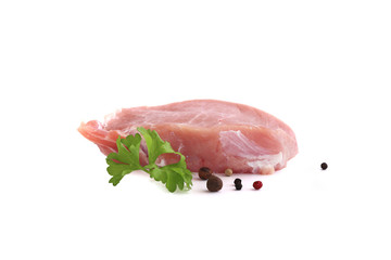 raw meat on white background