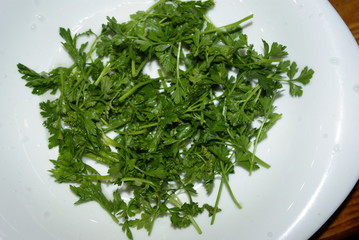 Parsley on a plate