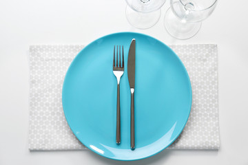 Table setting in cafe