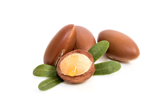 Argan nuts, with interior detail
