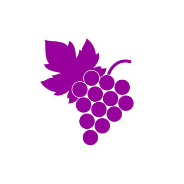 Bunch of grapes with leaf flat icon.