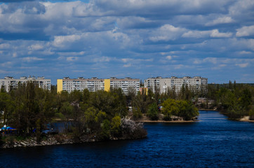 Obraz premium View on a city Kremenchug and river Dnieper