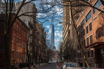 One World Trade Center in the Financial District of New York City - obrazy, fototapety, plakaty