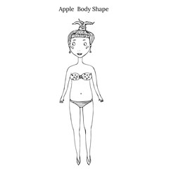 Apple Body Shape Sketch. Hand Drawn Vector Illustration Isolated on a White Background.