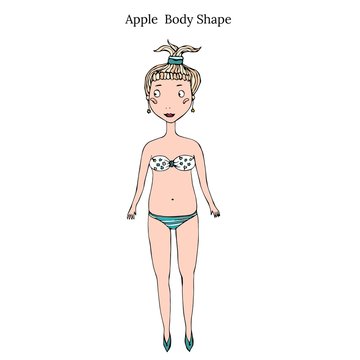 Apple Body Shape Sketch. Hand Drawn Vector Illustration Isolated on a White Background.