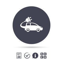 Electric car sign icon. Hatchback symbol.