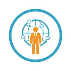 Global Business Icon. Flat Design.
