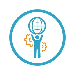 Global Support Icon. Flat Design.