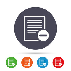 Text file sign icon. Delete File document symbol.