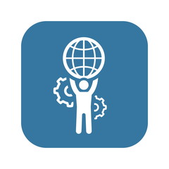 Global Support Icon. Flat Design.