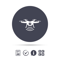 Drone icon. Quadrocopter with action camera.