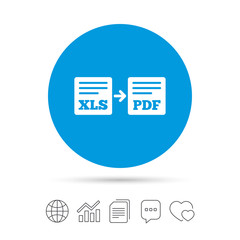 Export XLS to PDF icon. File document symbol.