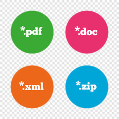 Document signs. File extensions symbols.