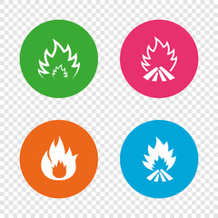 Fire flame icons. Heat signs.